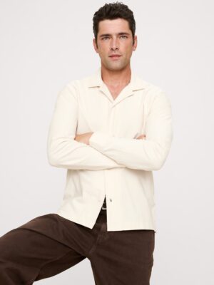 Herringbone Cotton Long-Sleeve Resort Shirt